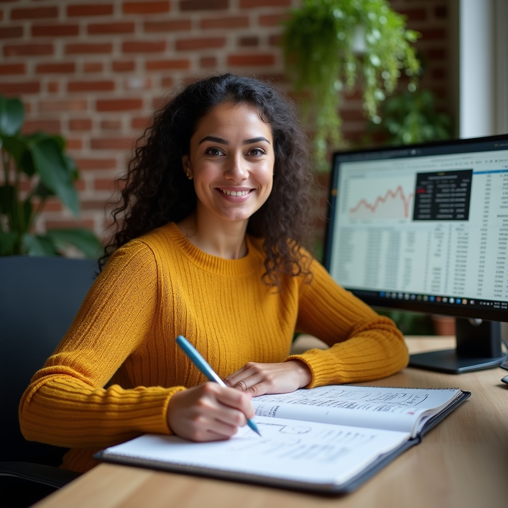 Finanzberechnungen am Schreibtisch mit Notizen